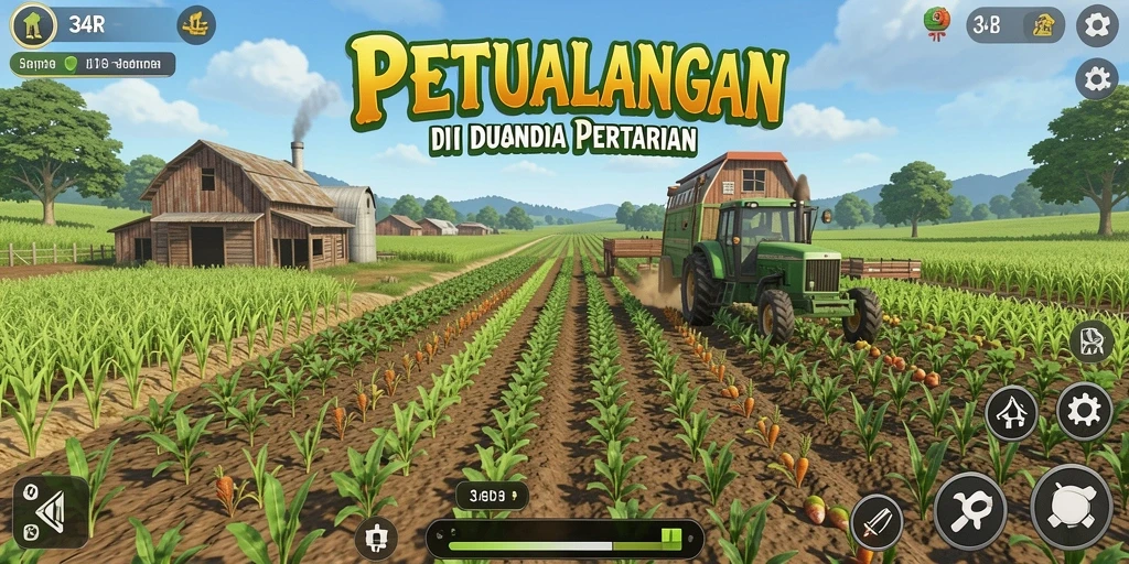 Tampilan menakjubkan dari kebun dalam permainan 34R yang penuh warna.