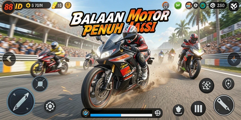 Tampilan gameplay seru di balapan motor 88ID.