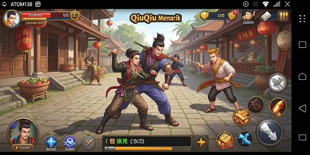 Screenshot gameplay ATOM138 yang menampilkan keseruan bermain QiuQiu.