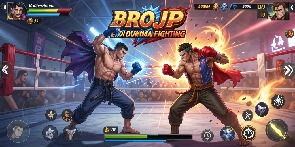 Tampilan gameplay BROJP yang intens dan seru dalam pertarungan Fighting.