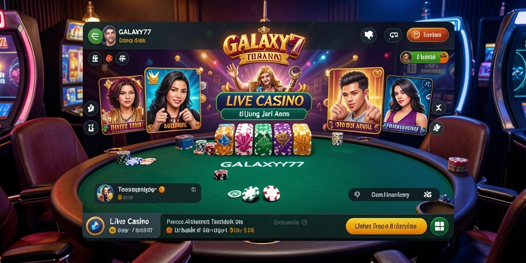 Tampilan menarik dari gameplay Live Casino GALAXY77 dengan dealer langsung.