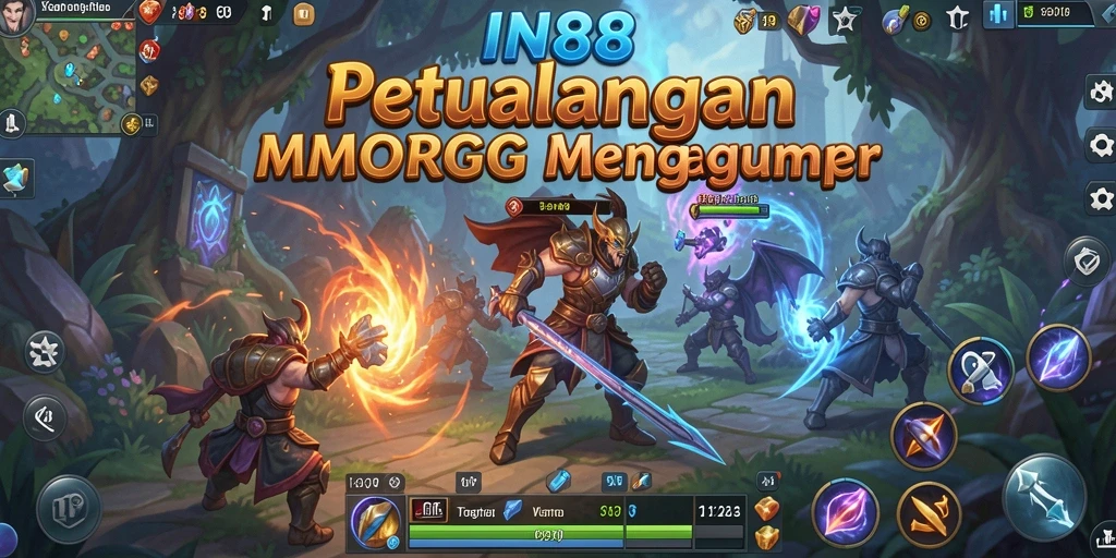 Screenshot gameplay IN88 menampilkan pertarungan epik di dunia MMORPG.