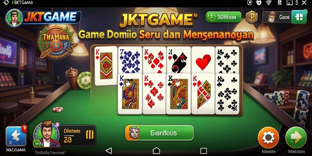 Screenshot gameplay JKTGAME dengan kartu domino yang menarik.