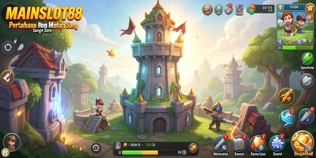 Tangkapan layar menunjukkan pertempuran seru dalam game Tower Defense.