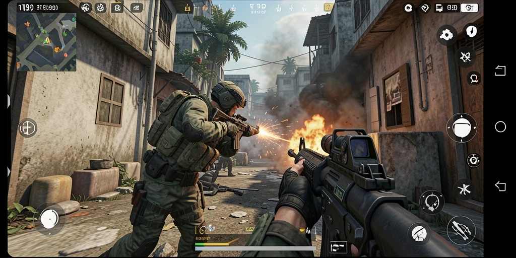 Gameplay RT99 yang intens dan mendebarkan dalam aksi FPS.