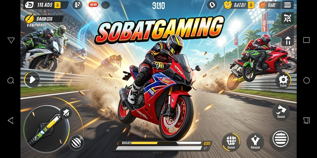Gameplay SOBATGAMING yang intens dan menarik di trek balap.